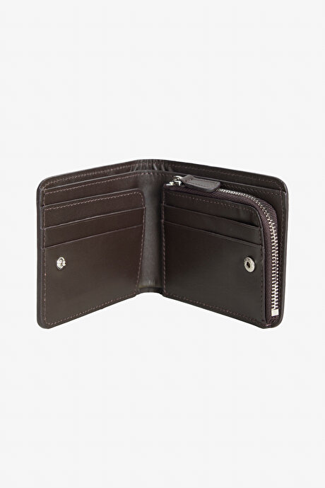 %100 Deri Kahverengi Cüzdan resmi