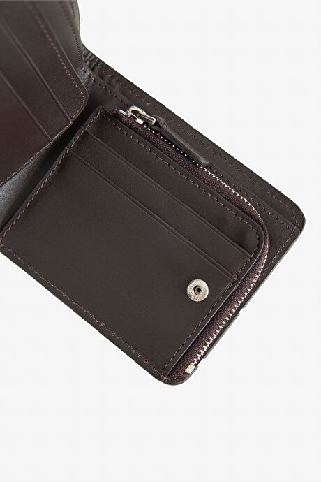 %100 Deri Kahverengi Cüzdan resmi