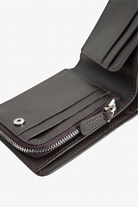 %100 Deri Kahverengi Cüzdan resmi