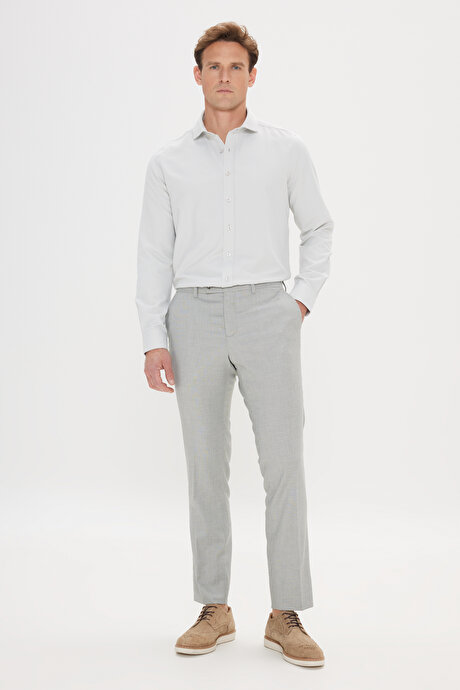 Kolay Ütülenebilir Slim Fit Dar Kesim İtalyan Yaka Armürlü Basic MINT YESIL Gömlek resmi