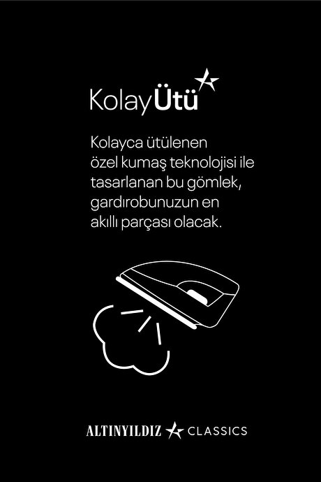 Kolay Ütülenebilir Non-Iron Pamuklu Comfort Fit Geniş Kesim Klasik Yaka Siyah Gömlek resmi