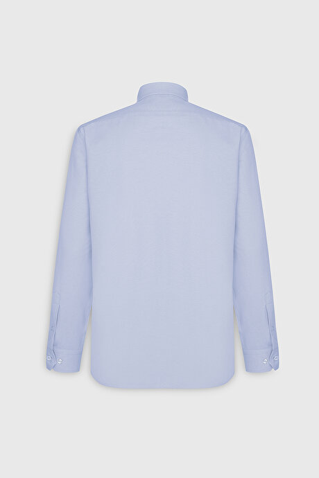 Kolay Ütülenebilir Comfort Fit Rahat Kesim Klasik Yaka Klasik Açık Mavi Gömlek resmi