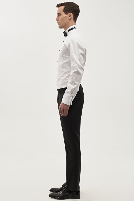 Damatlık Ata Yaka Tailored Slim Fit Beyaz Gömlek resmi