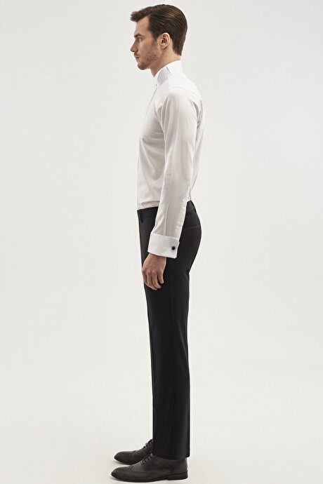 Damatlık Ata Yaka Tailored Slim Fit Beyaz Gömlek resmi