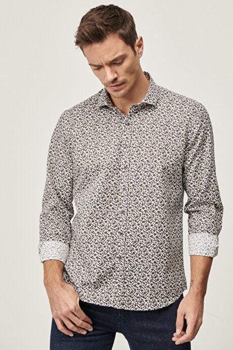 Beyaz-Kahve Gömlek resmi