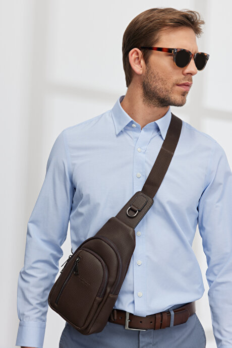 Slim Fit Dar Kesim Gizli Düğmeli Yaka Pamuklu Mavi-Beyaz Gömlek resmi