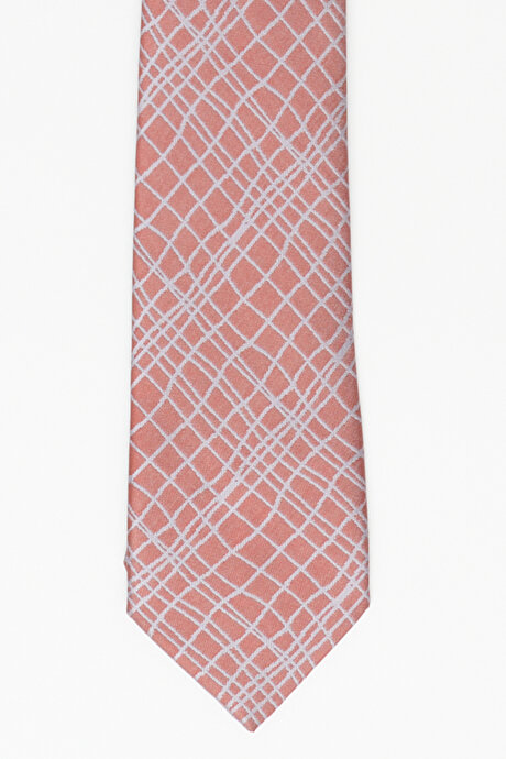 Desenli Klasik Kırmızı-Mavi Kravat resmi