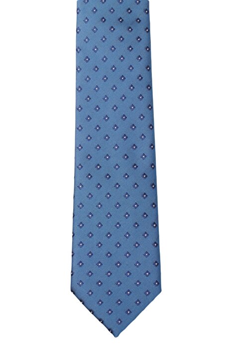Desenli Mavi-Lacivert-Beyaz Kravat resmi
