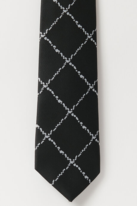Desenli Siyah-Beyaz Kravat resmi