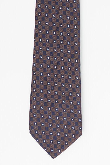 Desenli Kahverengi-Lacivert Kravat resmi
