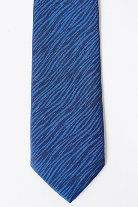 Desenli Klasik Mavi-Lacivert Kravat resmi
