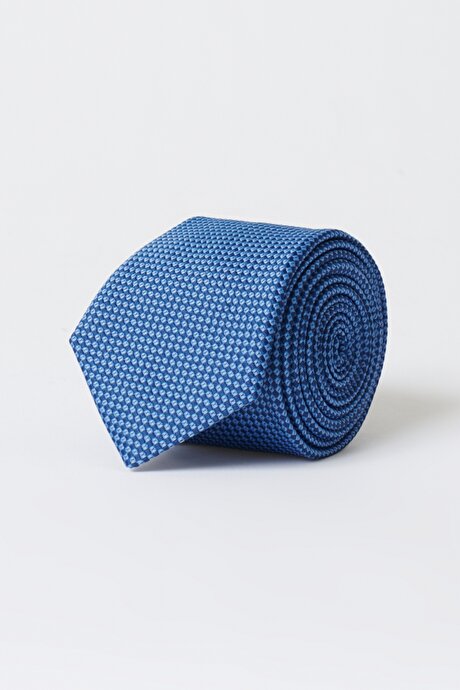 Desenli Klasik Mavi Kravat resmi