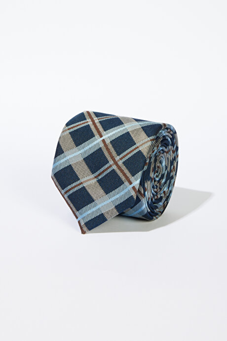 Desenli Lacivert-Gri Kravat resmi