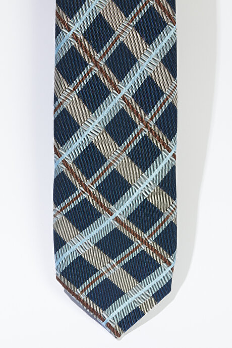 Desenli Lacivert-Gri Kravat resmi