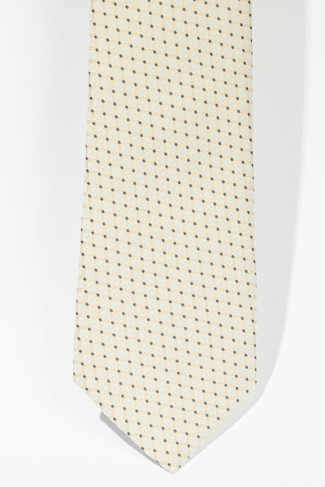 Desenli Bej-Lacivert Kravat resmi