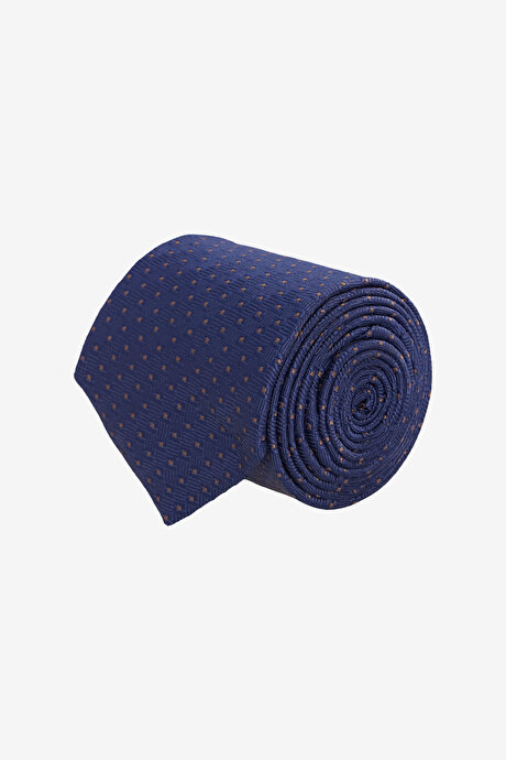 Desenli Lacivert-Kahverengi Kravat resmi