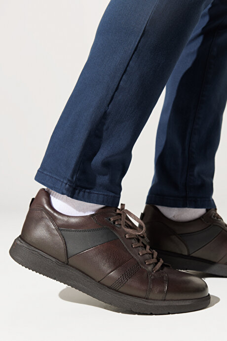 %100 Hakiki Deri Casual Kahverengi Ayakkabı resmi