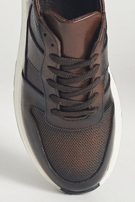 %100 Deri Sneaker Kahverengi Ayakkabı resmi