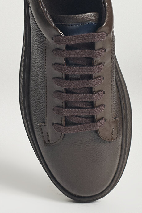 %100 Deri Sneaker Kahverengi Ayakkabı resmi