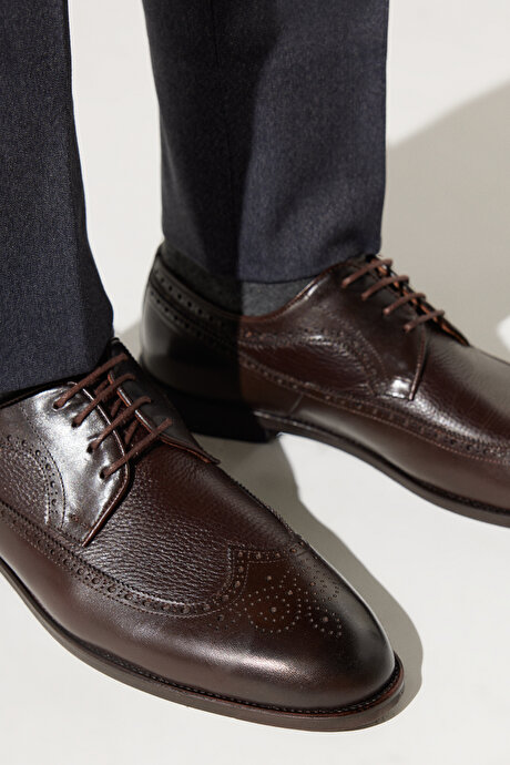 %100 Hakiki Deri Klasik Kahverengi Ayakkabı resmi