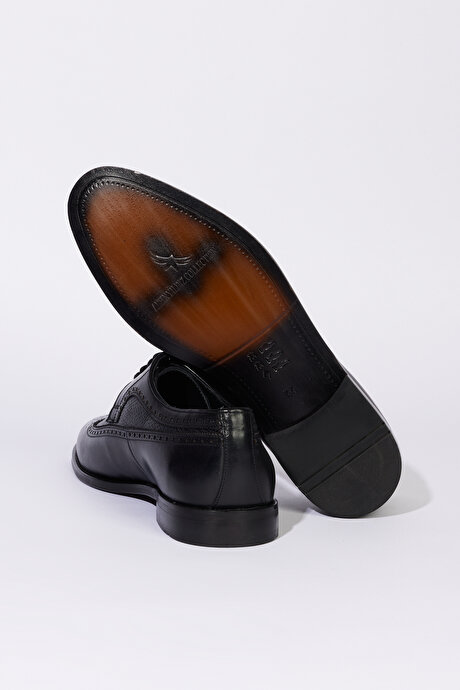 %100 Hakiki Deri Klasik Siyah Ayakkabı resmi