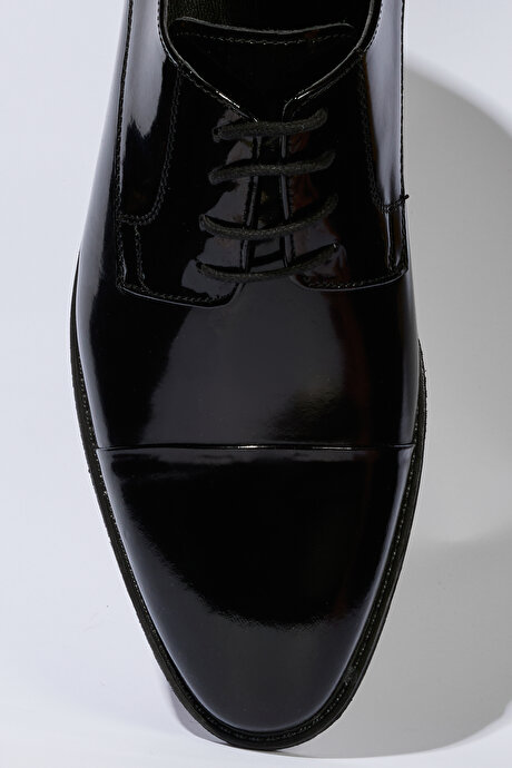 %100 Deri Klasik Rugan Lacivert Ayakkabı resmi