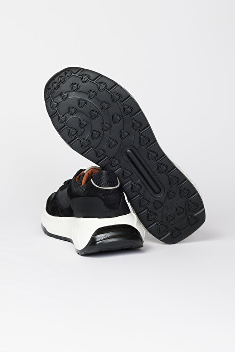 Deri Karışımlı Rahat Taban Sneaker Siyah Ayakkabı resmi