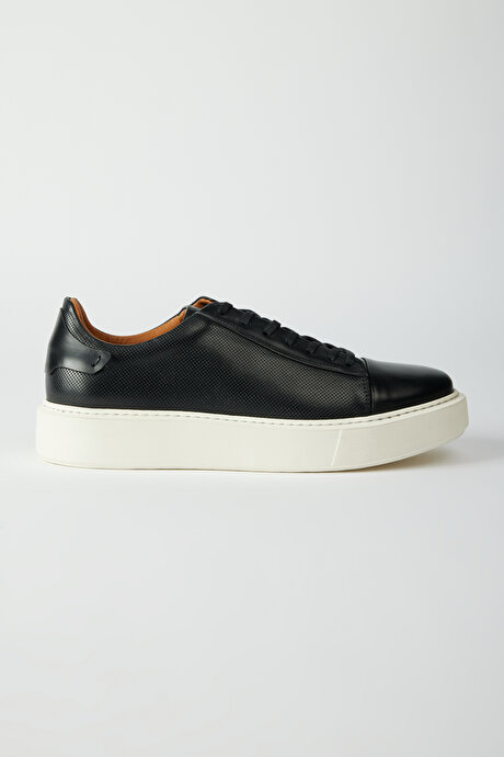 %100 Deri Sneaker Siyah Ayakkabı resmi