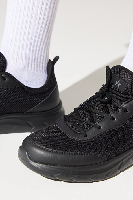 Esnek Rahat Taban Sneaker Spor Siyah Ayakkabı resmi