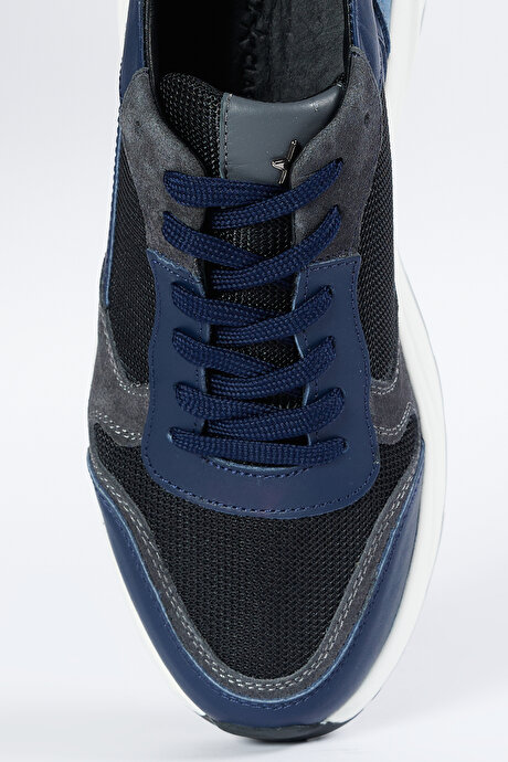 Deri Karışımlı Rahat Taban Sneaker Lacivert Ayakkabı resmi