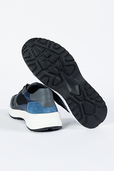 Deri Karışımlı Rahat Taban Sneaker Lacivert Ayakkabı resmi