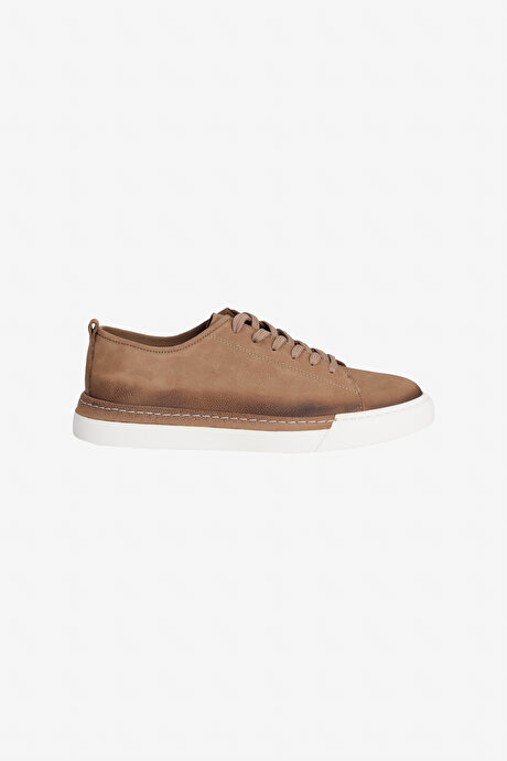 %100 Nubuk Esnek Rahat Taban Sneaker Vizon Ayakkabı resmi
