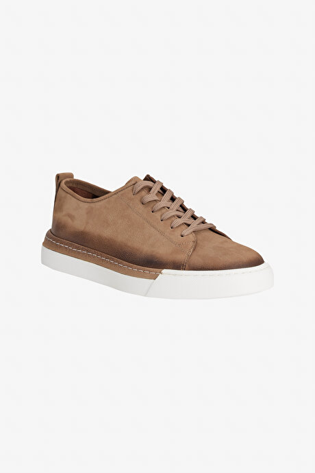 %100 Nubuk Esnek Rahat Taban Sneaker Vizon Ayakkabı resmi