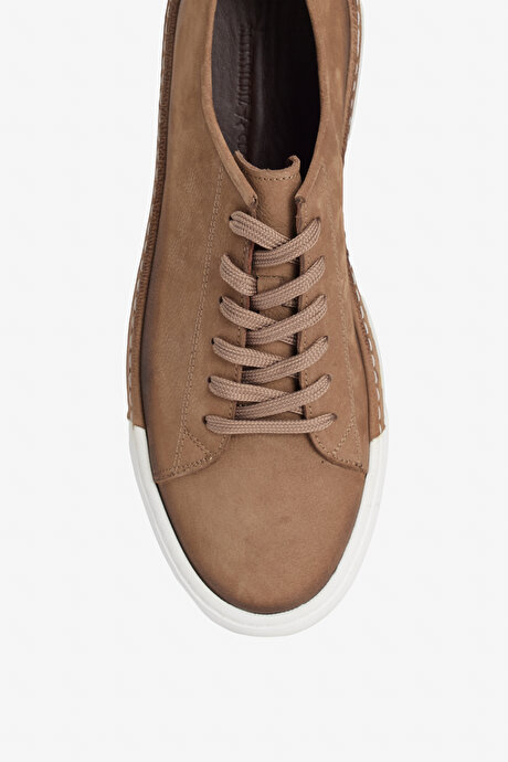 %100 Nubuk Esnek Rahat Taban Sneaker Vizon Ayakkabı resmi