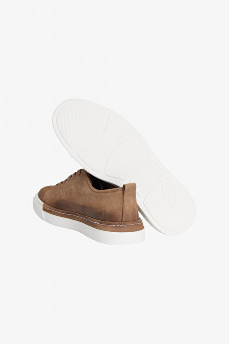 %100 Nubuk Esnek Rahat Taban Sneaker Vizon Ayakkabı resmi