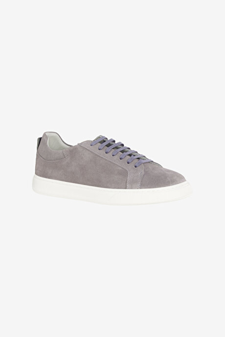 %100 Deri Rahat Taban Sneaker Spor Gri Ayakkabı resmi