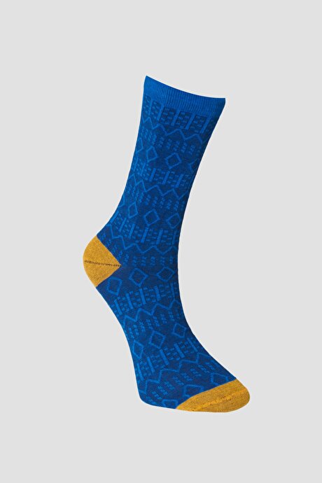Tekli Desenli Mavi-Turuncu Çorap resmi