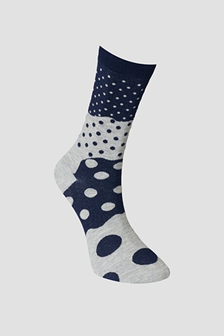 Desenli Tekli Lacivert-Gri Çorap resmi