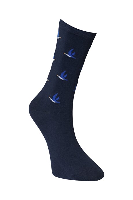 Desenli Pamuklu Casual Lacivert Çorap resmi