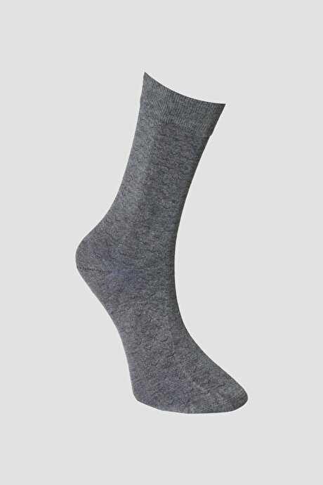 Desenli Gri-Lacivert Bambulu Gri-Lacivert Çorap resmi