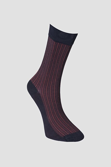Tekli Desenli Lacivert-Bordo Bambulu Lacivert-Bordo Çorap resmi