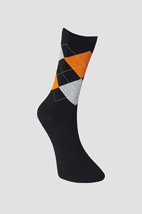 Desenli Siyah-Turuncu Çorap resmi