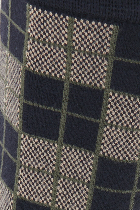 Bambulu Tekli Lacivert-Bej Çorap resmi