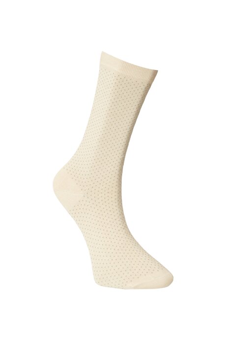 Desenli Pamuklu Casual Bej-Yeşil Çorap resmi