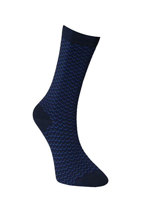 Bambulu Desenli Lacivert-Mavi Çorap resmi