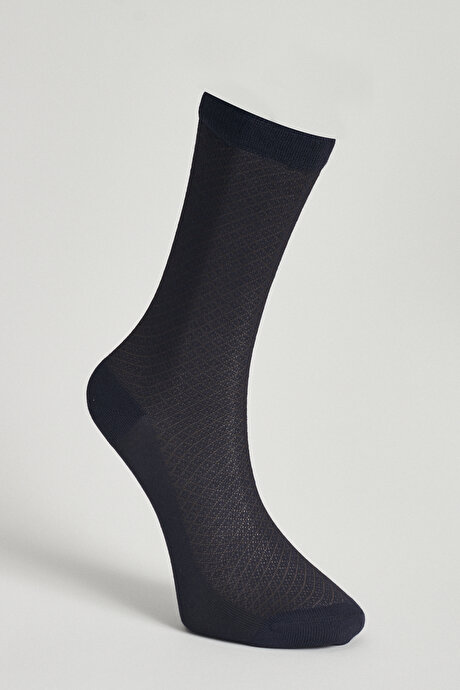 Desenli Lacivert-Kahverengi Çorap resmi