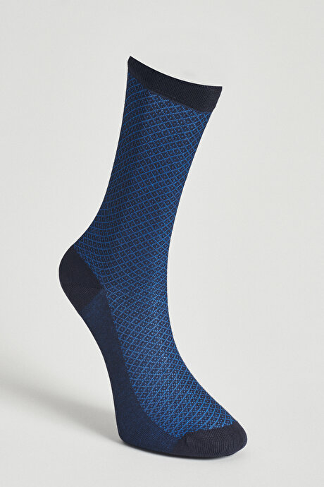 Desenli Lacivert-Saks Çorap resmi