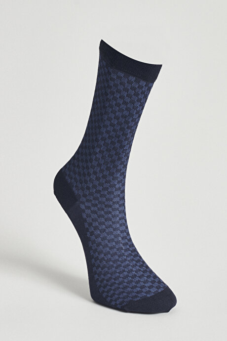 Bambulu Desenli Lacivert-İndigo Çorap resmi