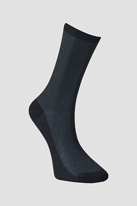 Bambulu Desenli Siyah-Antrasit Çorap resmi