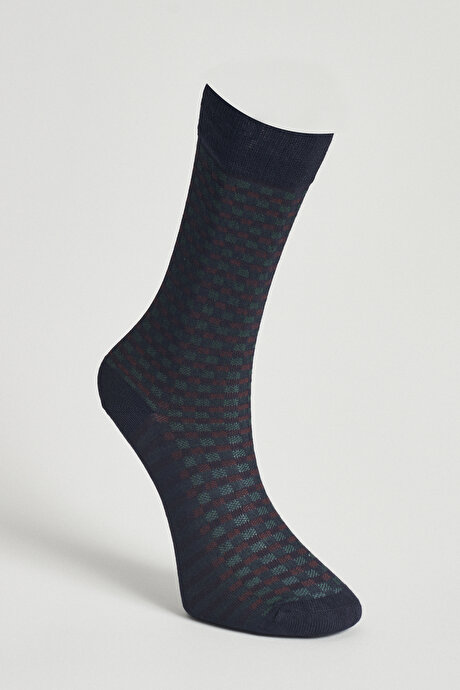 Desenli Lacivert-Bordo Çorap resmi